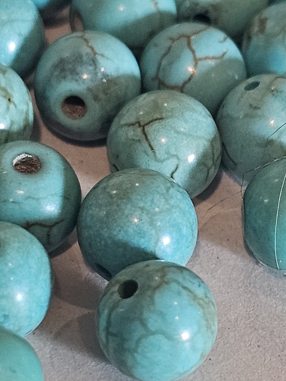Round Howlite Turquoise Beads - Picture 3 of 4